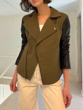 Romeo & Juliet Couture Vintage Y2K Faux Leather Sleeve Moto Jacket Size XS $150